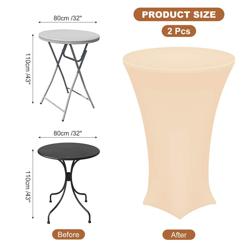 2pcs Cocktail Tablecloth Spandex Stretch Tablecloth Table Cover - Champagne Gold - 32" x 43"