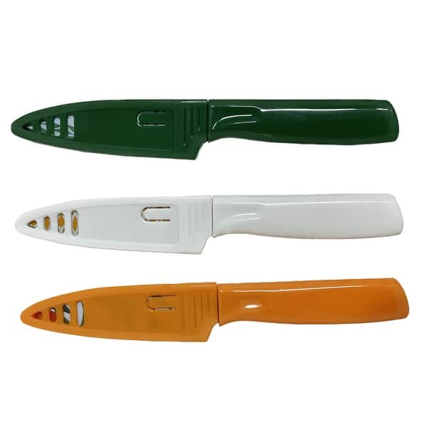 DURA LIVING Artistic Edge 3Piece NonStick Paring Knives Set with Blade Guards On Sale Bed