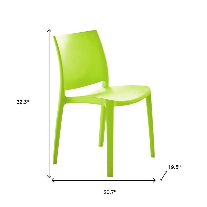 Set of Four Green Heavy Duty Plastic Outdoor Stacking Dining Chairs