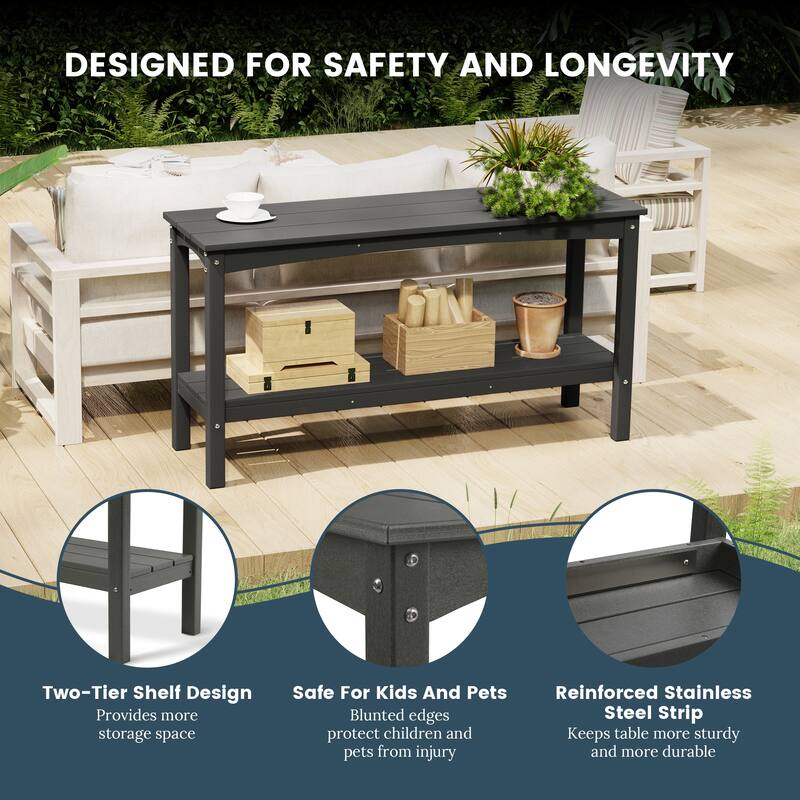 Laguna Hdpe All Weather Outdoor Patio Two Shelf Table