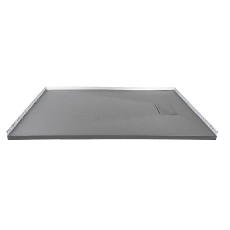 Transolid FZS6736 67" x 35-1/2" Rectangular Shower Base with Left, - Dark Grey