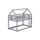 preview thumbnail 48 of 48, Twin over Twin Rubber Wood Floor Bunk Bed, with ladder,Guardrails,House-Shaped-Bunk Bed