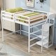 preview thumbnail 2 of 10, Full Size Loft Bed with Built-in Storage Wardrobe and Staircase, White