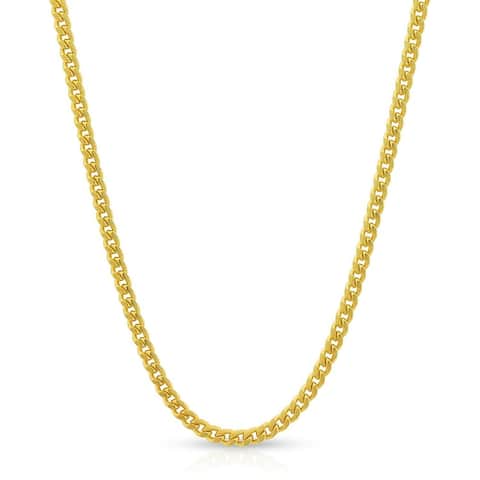 10K Yellow Gold 2MM Solid Miami Cuban Curb Link Necklace Chains, Gold Chain for Men & Women, 100% Real 10K Gold