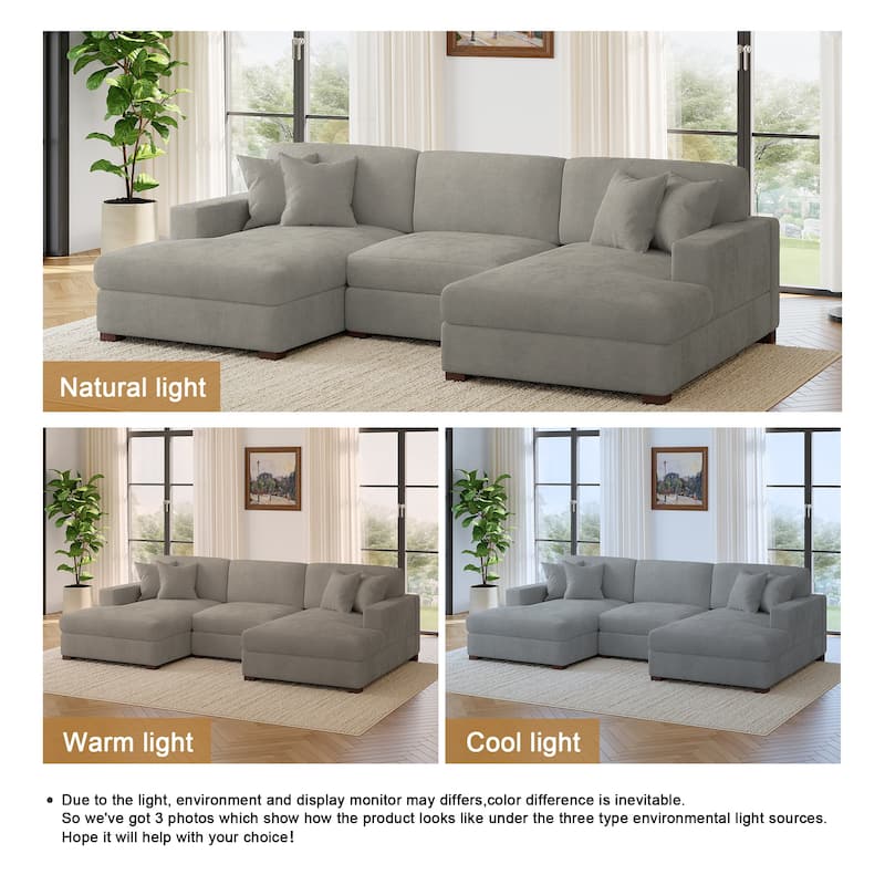 Modern Upholstered Chenille Modular Sectional Sofa with 2 Chaise