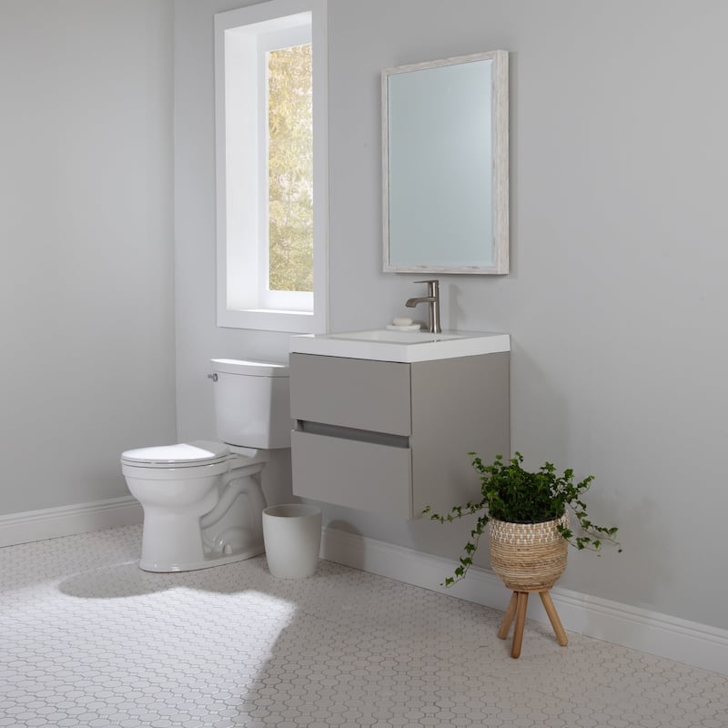 Spring Mill Cabinets Innes 24.5" 2-Drawer Floating Bathroom Vanity With White Sink Top - Gray