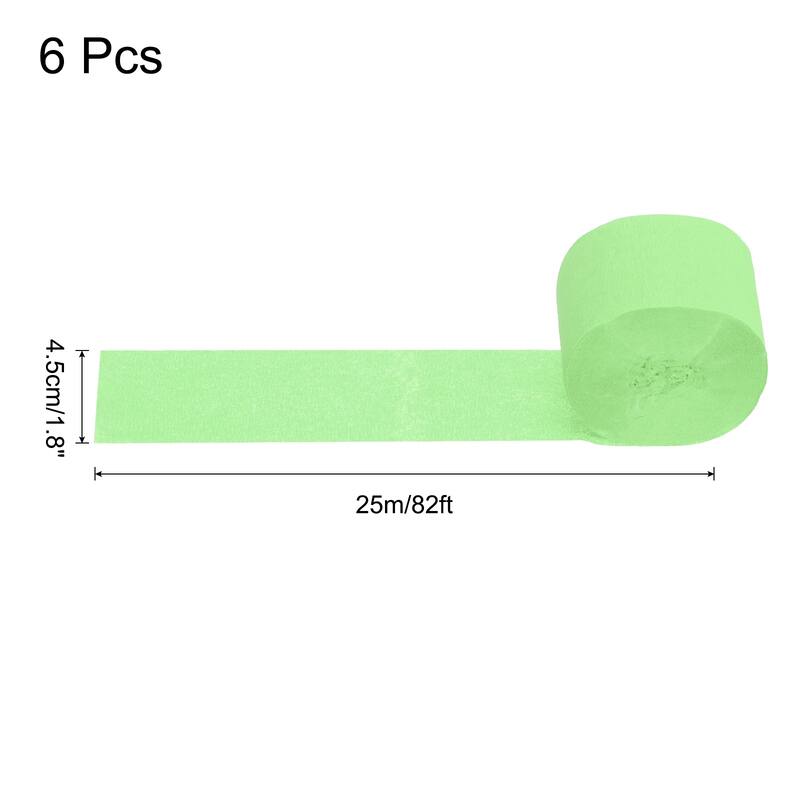 Crepe Paper Streamers 6 Rolls for Decoration - Light Green - 1.8 in x 82 Ft/Roll