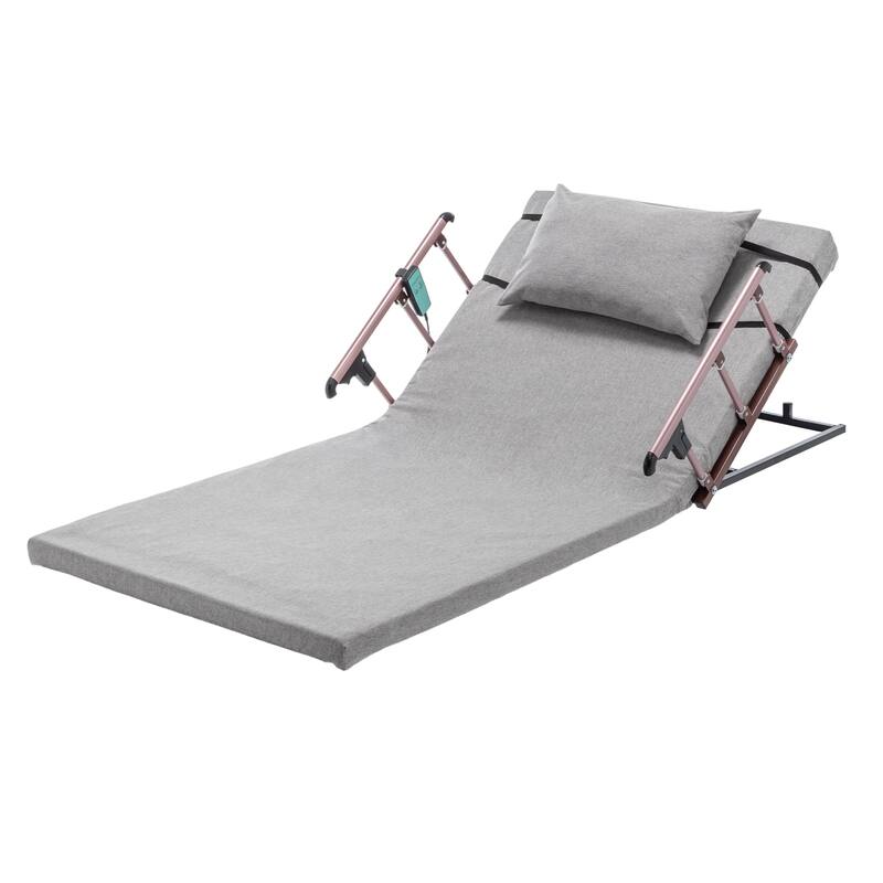 Electric Adjustable Bed Backrest with Safety Rails & Remote - Grey