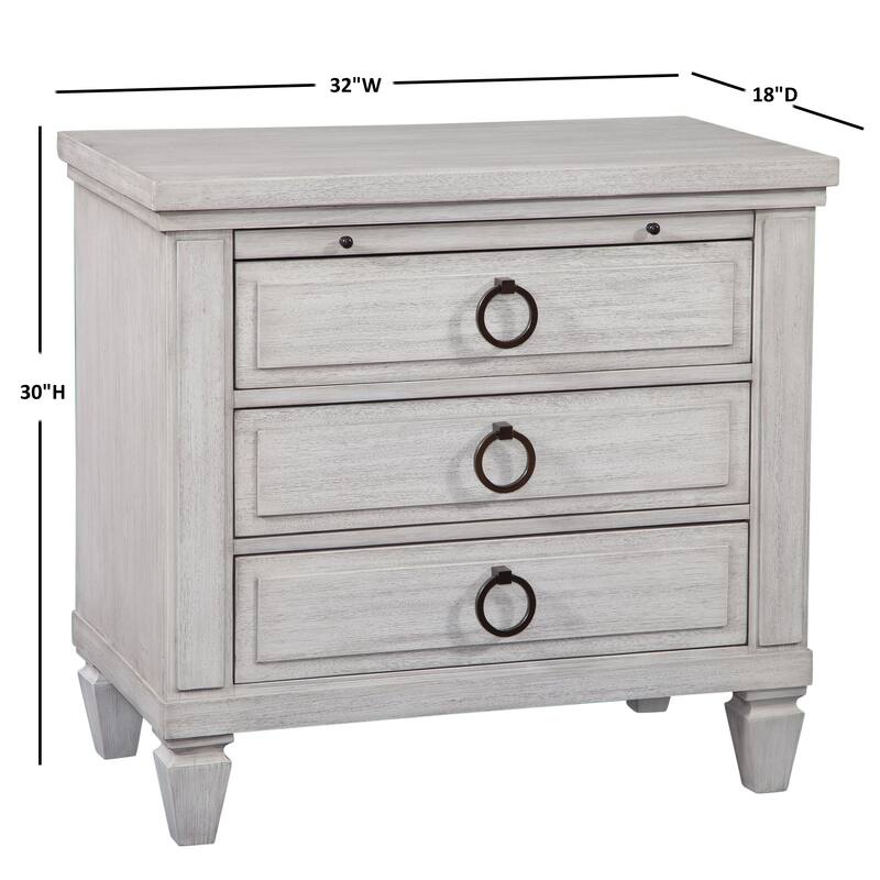 Sonata 3-drawer Oyster White Nightstand