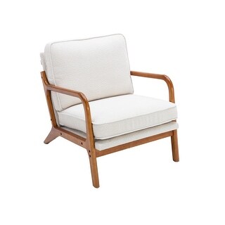 Mid Century Modern Wood Frame Accent Chair Lounge Chair Armchair - Bed ...