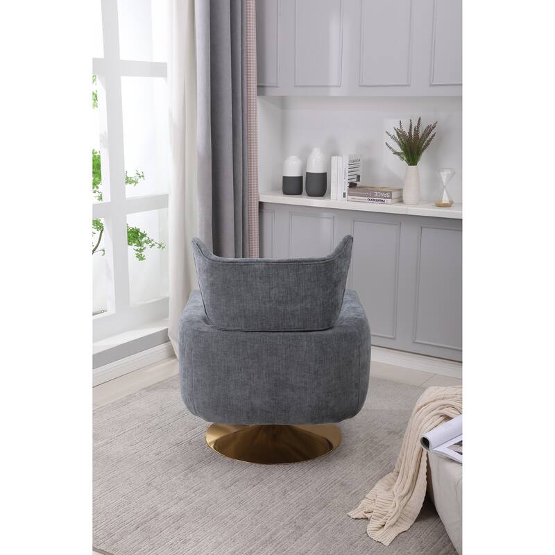 Blue-Gray 29.9" Swivel Accent Chair with Pillow