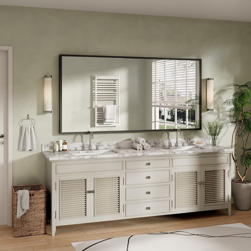 Tempered Glass and Metal Framed French Cleat Mounted Wall Bathroom / Vanity Mirror