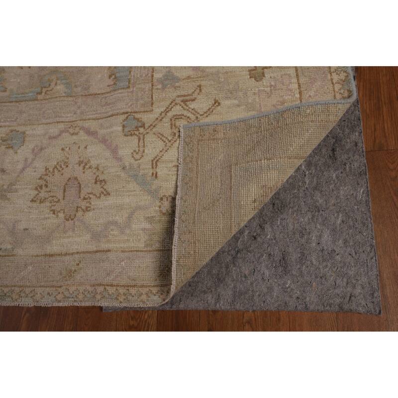 Floral Blue Oushak Turkish Area Rug Hand-Knotted Wool Carpet - 9'0"x 12'1"