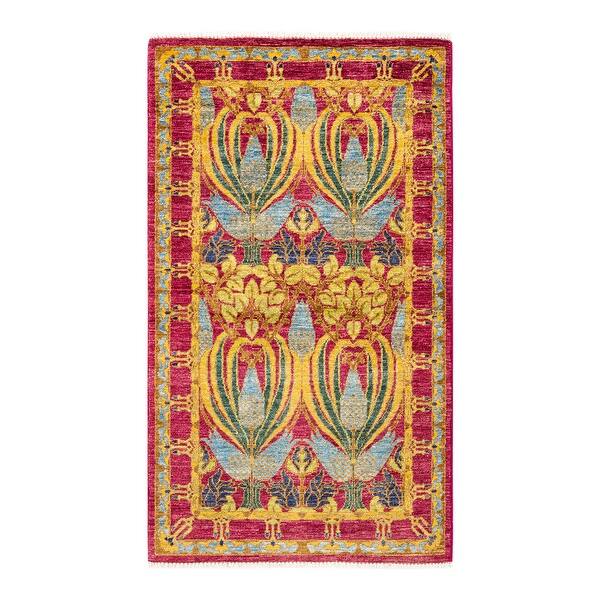 slide 1 of 8, Arts & Crafts, One-of-a-Kind Hand-Knotted Area Rug - Pink, 3' 0" x 5' 1" - 3' 0" x 5' 1"