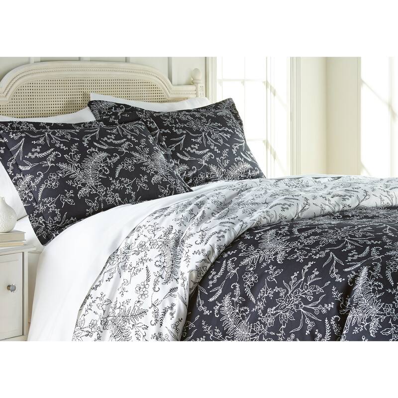 Winter Brush Reversible Down Alternative Comforter and Sham Set - Black - King - Cal King