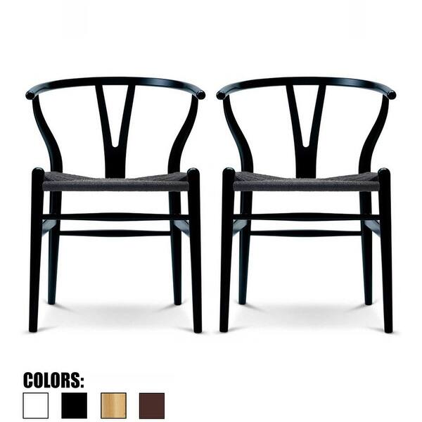 Shop 2xhome Set Of 2 Woven Wood Armchair With Arms Open Y Back