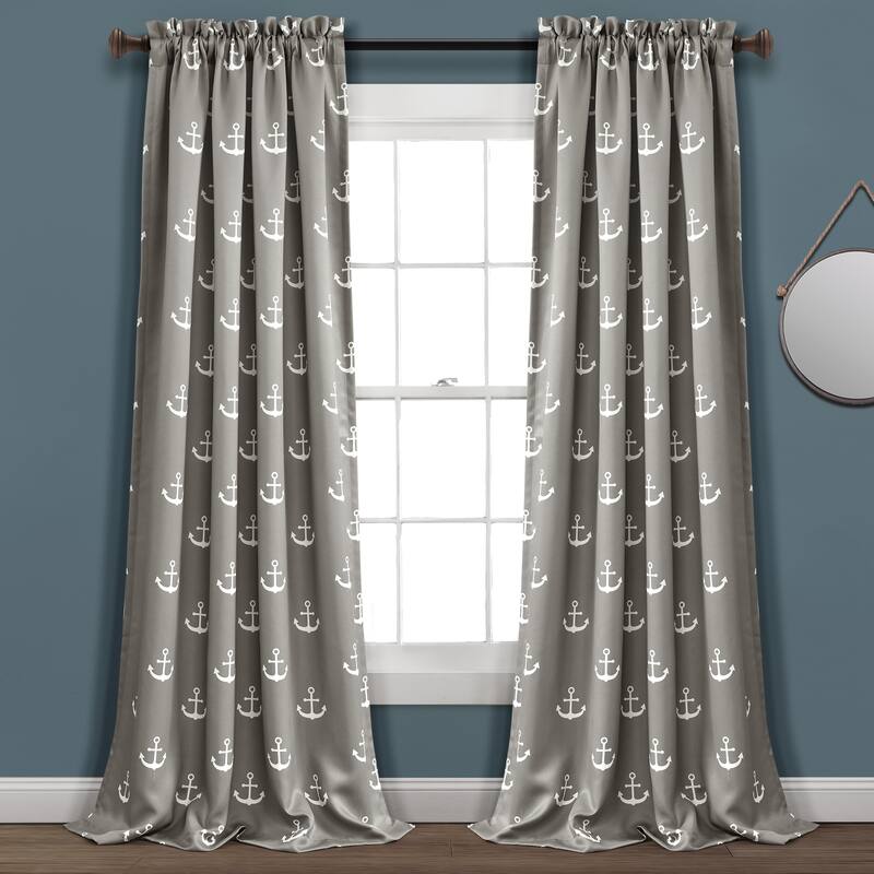 Lush Decor Anchor Room-darkening Window Panel Curtain Pair