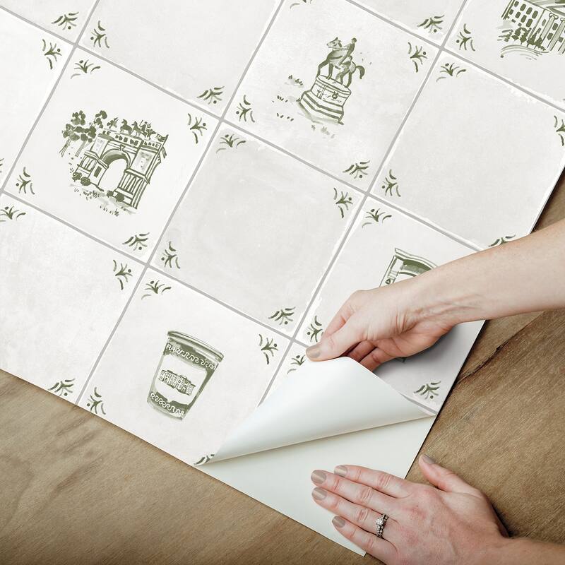 NuWallpaper Brownstone Boys Brooklyn Delft Ivy Peel and Stick Wallpaper - N/A