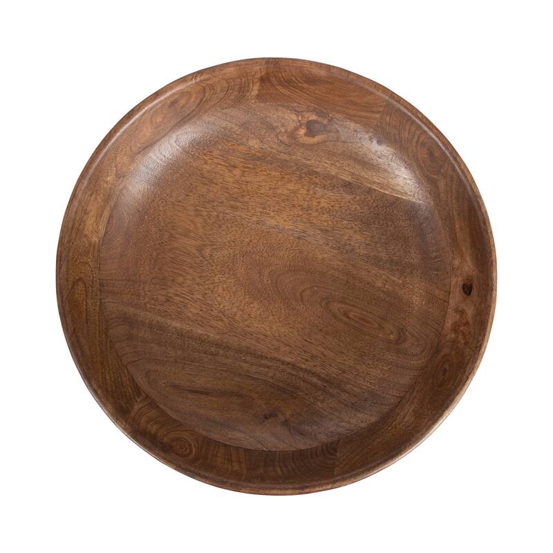 Kate and Laurel Rooks Ribbed Wood Bowl - 12x12x5