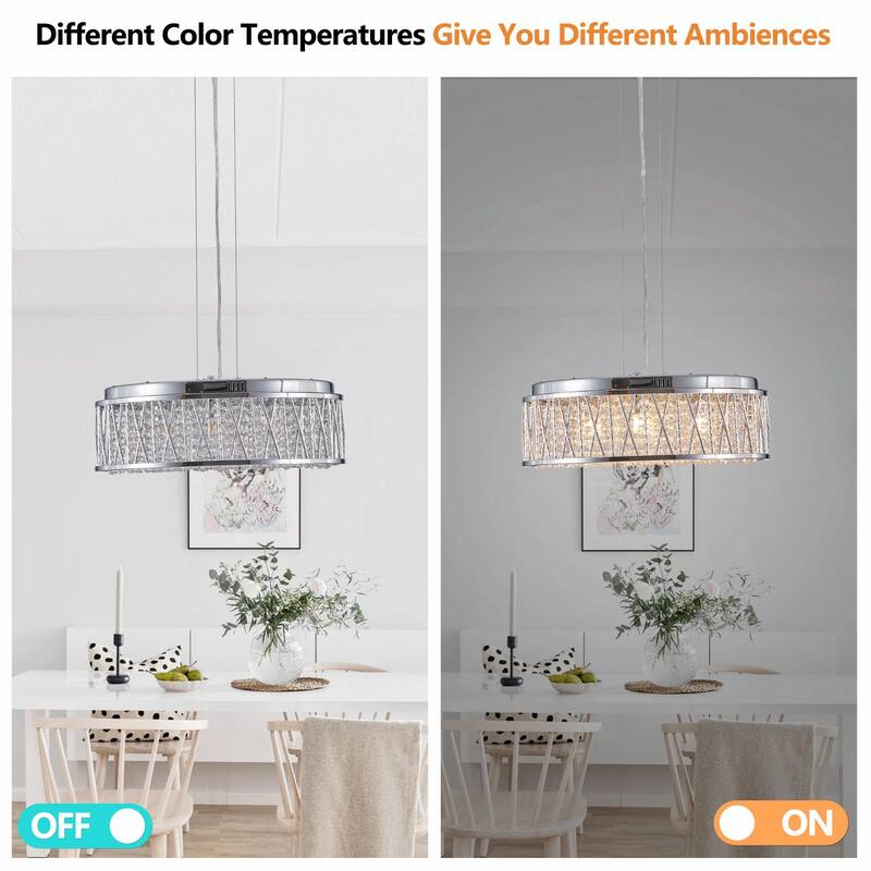 Modern Crystal Chandelier 18.9 Inches Round Ceiling Light Flush Mount Fixture