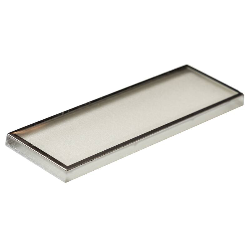 The Tile Life Athena 2x6 White/ Silver Glossy Glass Brick Mosaic Backsplash & Wall Tile