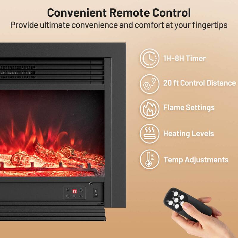 Costway 33" Electric Fireplace Insert 750W Recessed Fireplace Heater - See Details