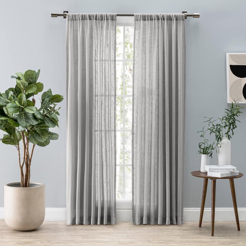 Shannon Premium Slubbed Linen Rod Pocket Curtain Panel - 52"W x 96"L - Grey