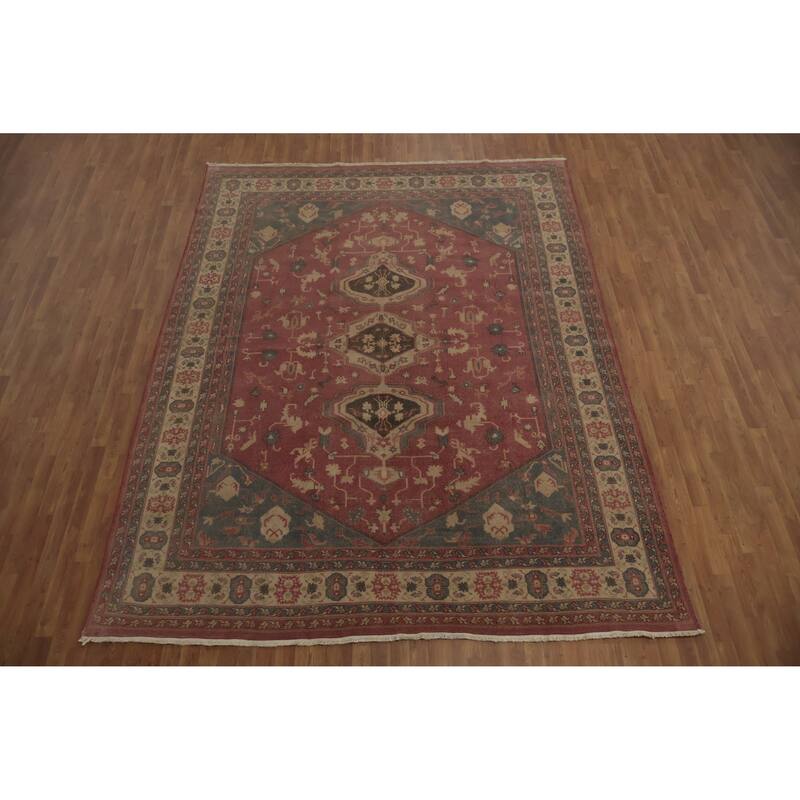Hand Knotted Oriental 100% Wool Carpet Traditional Floral Pink Ziegler Area Rug - 11' 4'' X 8' 10''