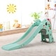 preview thumbnail 11 of 9, 3-in-1 Kids Climber Slide Play Set with Basketball Hoop and Ball-Green - 71" X 21.5" X 31" (L x W x H)
