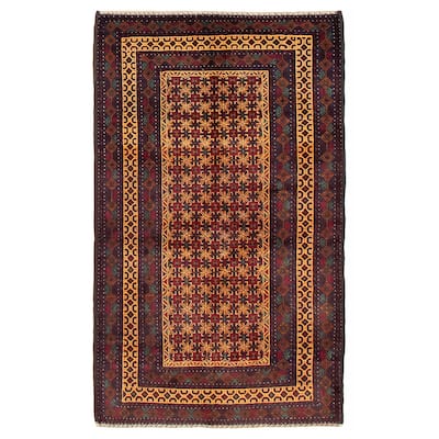 Teimani Beige, Red Rug 3'8" x 6'3" - 3'8 x 6'3