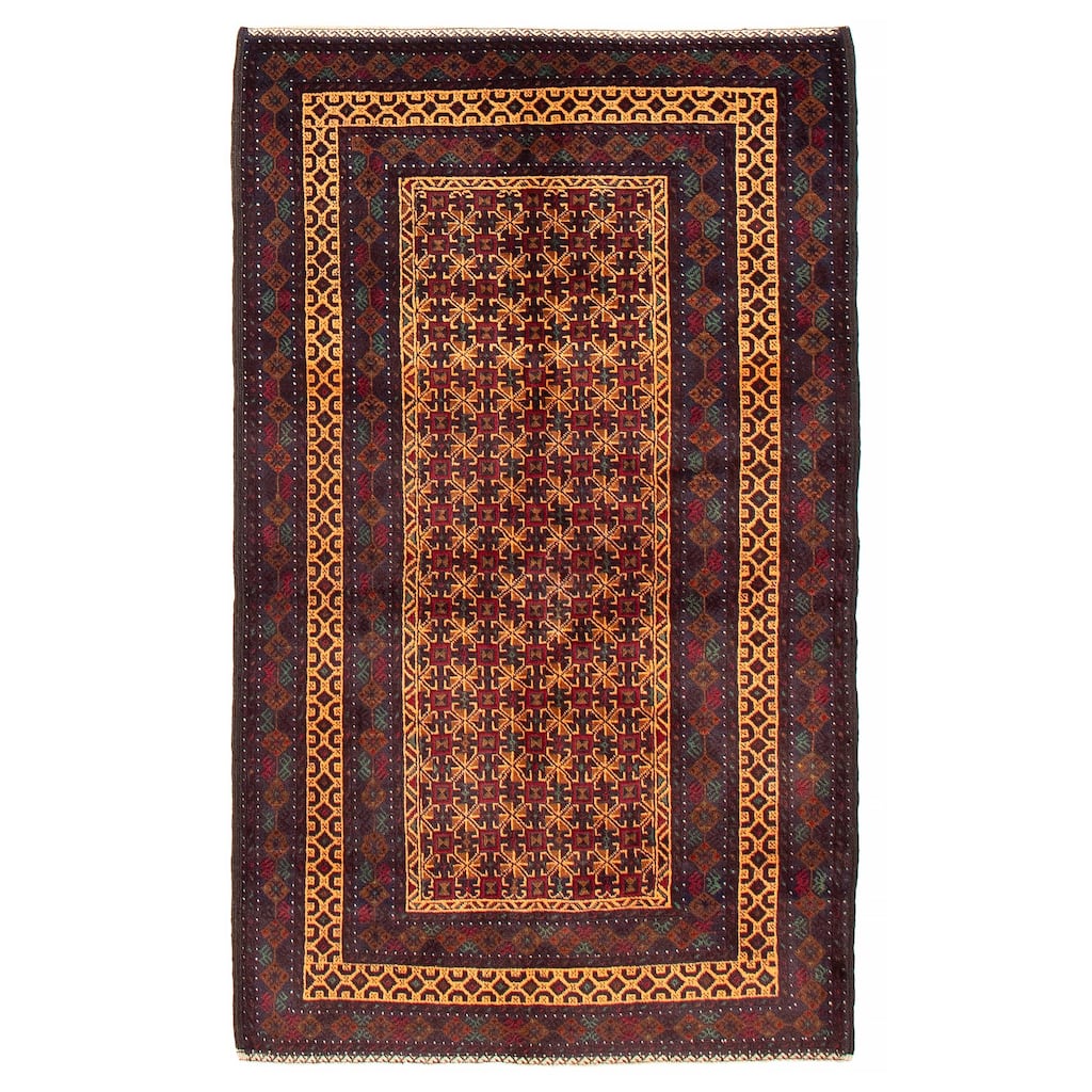 Teimani Beige, Red Rug 3'8" x 6'3" - 3'8 x 6'3