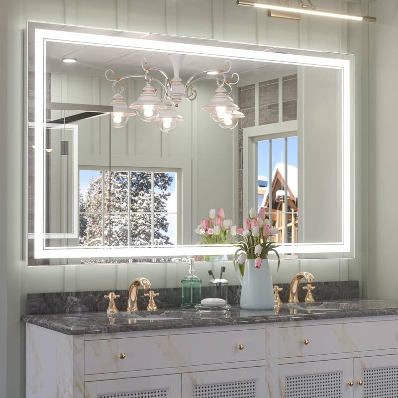 Keonjinn LED Front Light Bathroom Vanity Wall Mirror, Anti-Fog, Dimmable