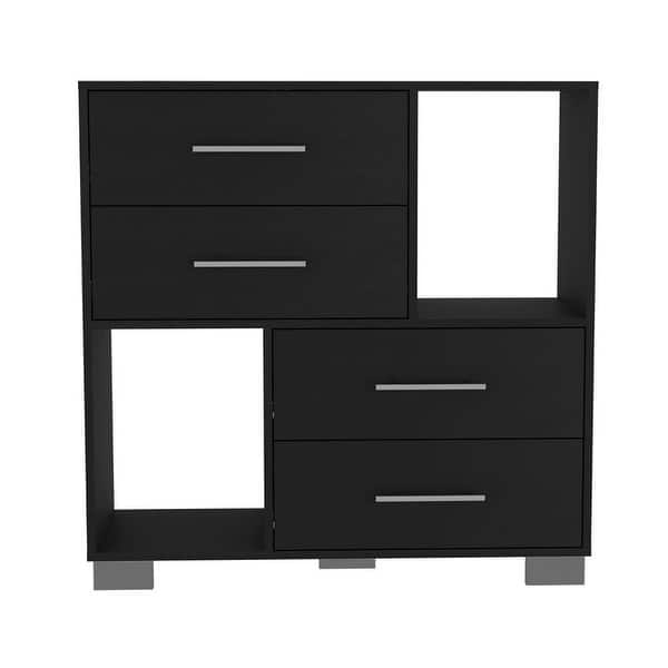 35 Inch Black Dresser featuring 4 Drawers and Open Shelving for Extra Storage - Bed Bath & Beyond - 41626352 35 Inch Black Dresser featuring 4 Drawers and Open Shelving for Extra Storage - Bed Bath & Beyond - 41626352