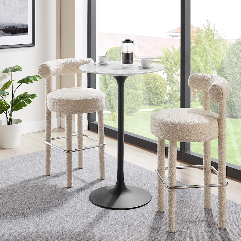 28" Round Artificial Marble Bar Table - Round - 2 Seat
