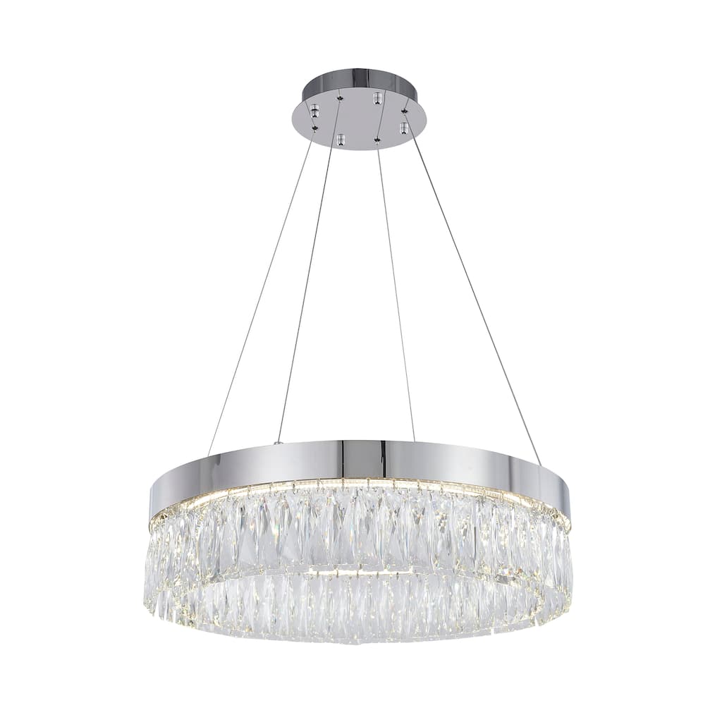 LED Chrome Chandelier With Clear Crystal Accents