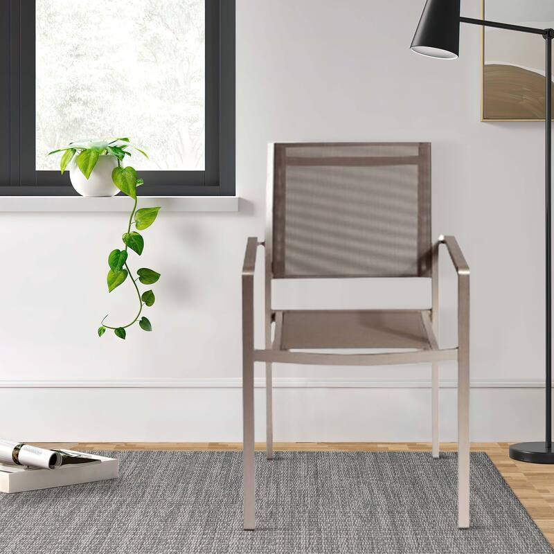 Aluminium Frame Dining Chair Set of 6 Gray