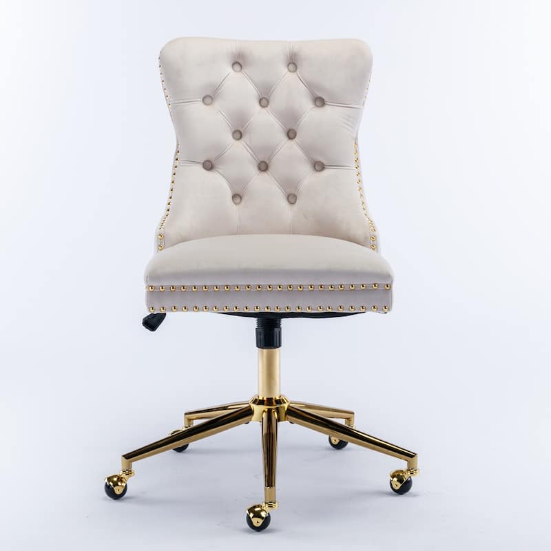 Velvet Upholstered Tufted Button Adjustable Desk Chair