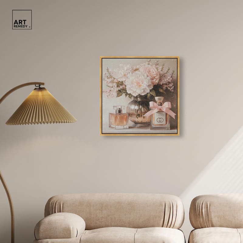 Peach Perfume Flowers in Vase Canvas by Art Remedy