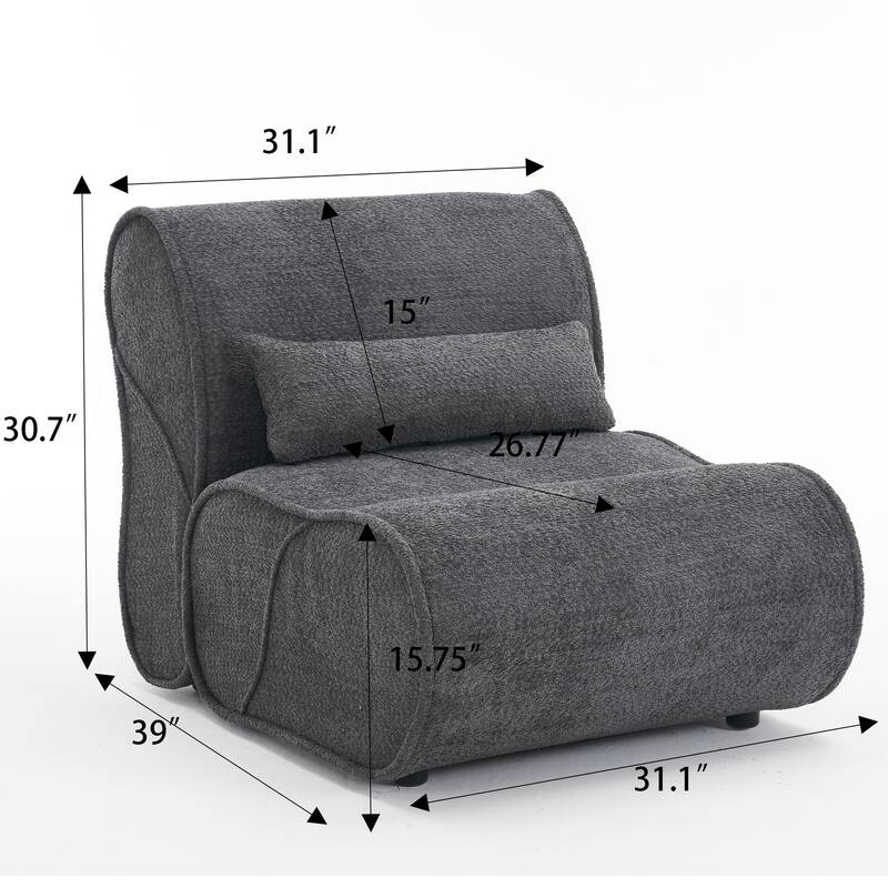 Ergonomic Design Pellet Velvet Sofa Lounge Chair with Pillow