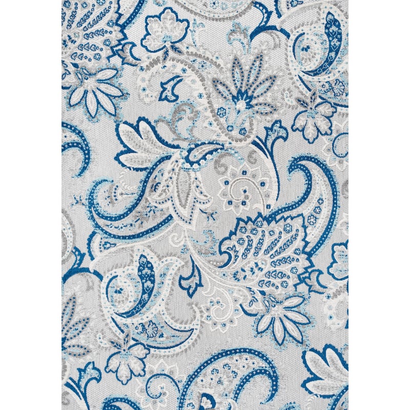 JONATHAN Y Lucena Paisley High-Low Indoor/Outdoor Area Rug - 3 X 5 - Light Gray/Blue