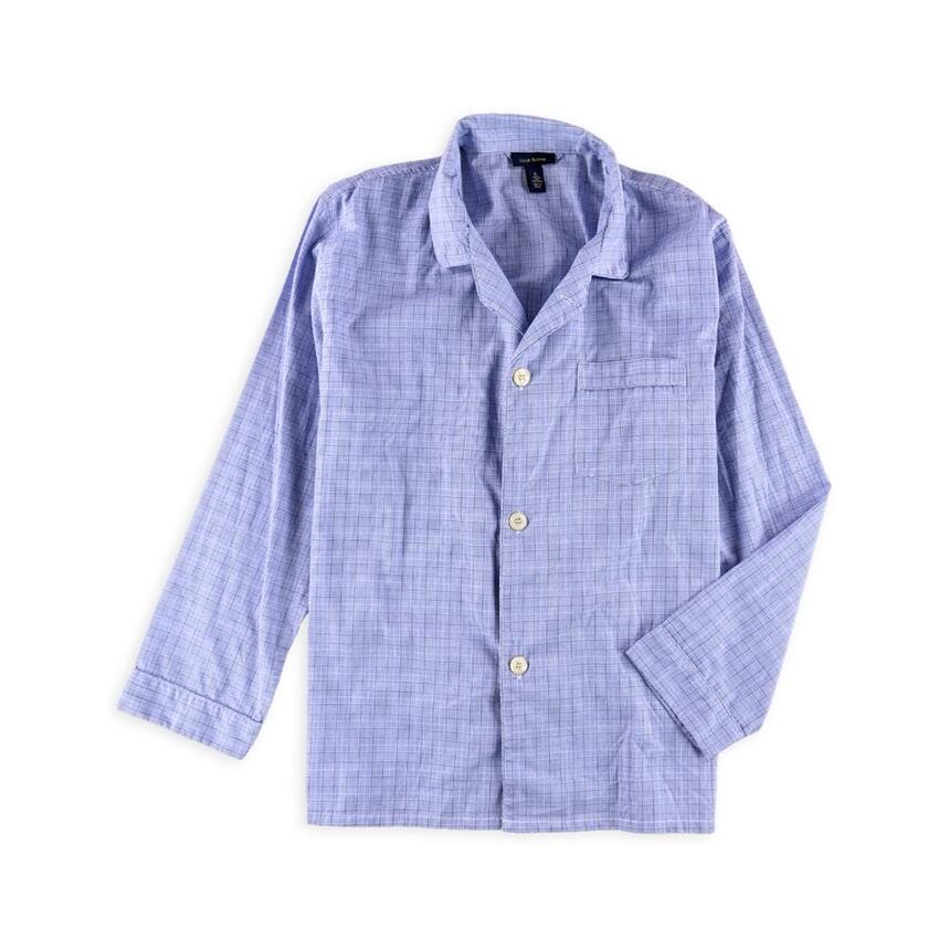 Club Room Mens Plaid Button Up Shirt, Blue, Medium