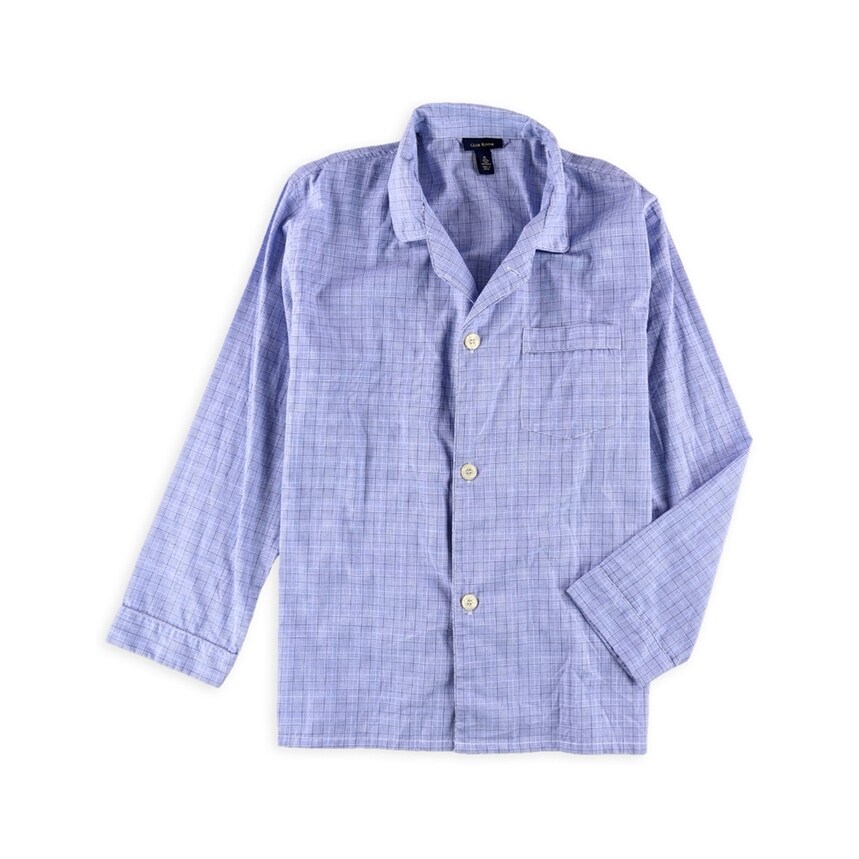 Club Room Mens Plaid Button Up Shirt, Blue, Medium