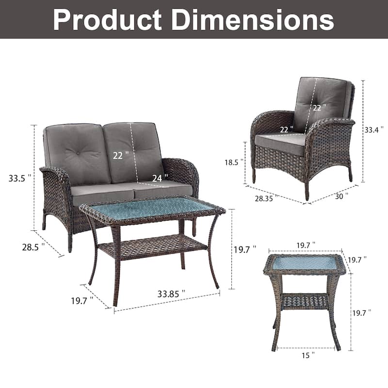 Gymojoy Outdoor Wicker Patio Furniture Loveseat and Chair Set
