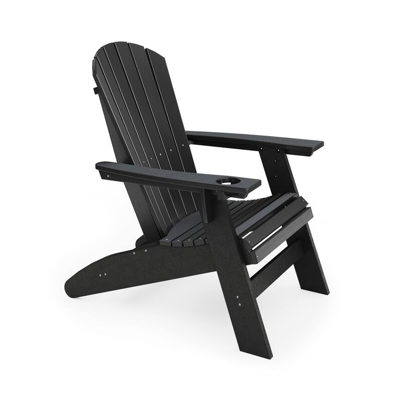 Black Adirondack Chair - Sturdy Hdpe Poly Lumber For Poolside, Patio, And Garden Relaxation