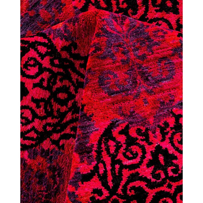 Overton Hand Knotted Wool Vintage Inspired Modern Contemporary Overdyed Pink Area Rug - 9' 1" x 12' 2"