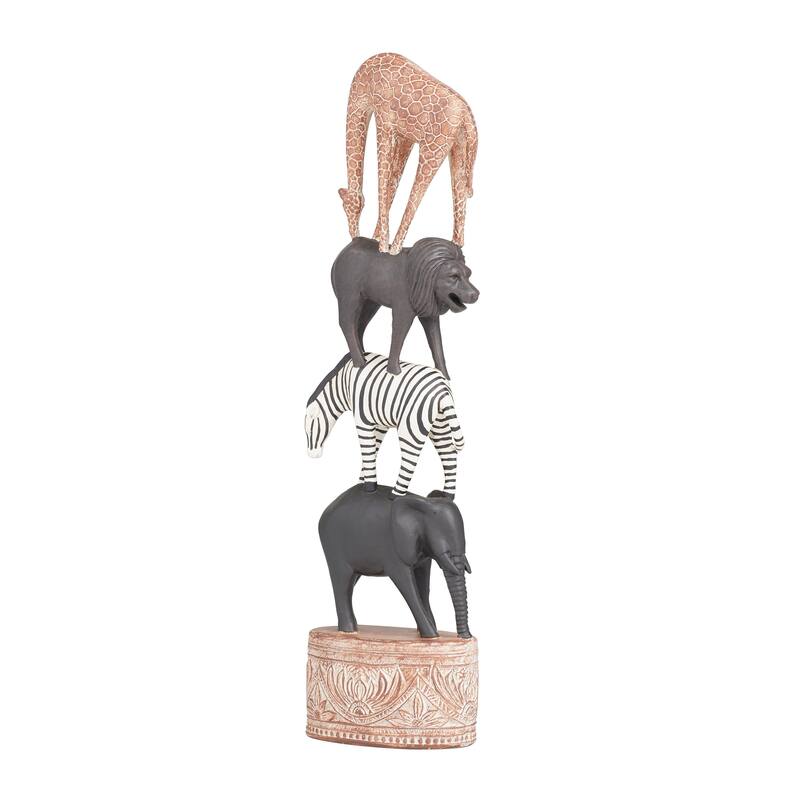 Multi Colored Polystone Safari Animals Sculpture