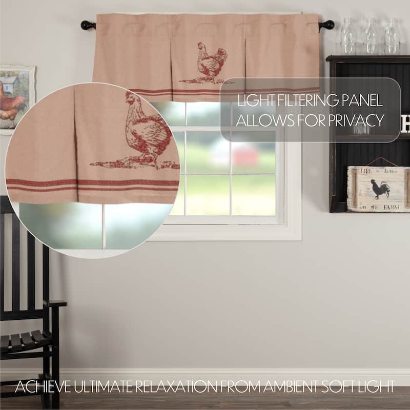 Sawyer Mill Chicken Pleated Valance - 20x72 - Country Red/Khaki