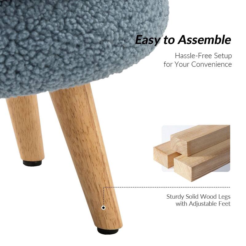 Deonicio 15.7" Wide Ottoman with Solid wood Legs, Set of 2