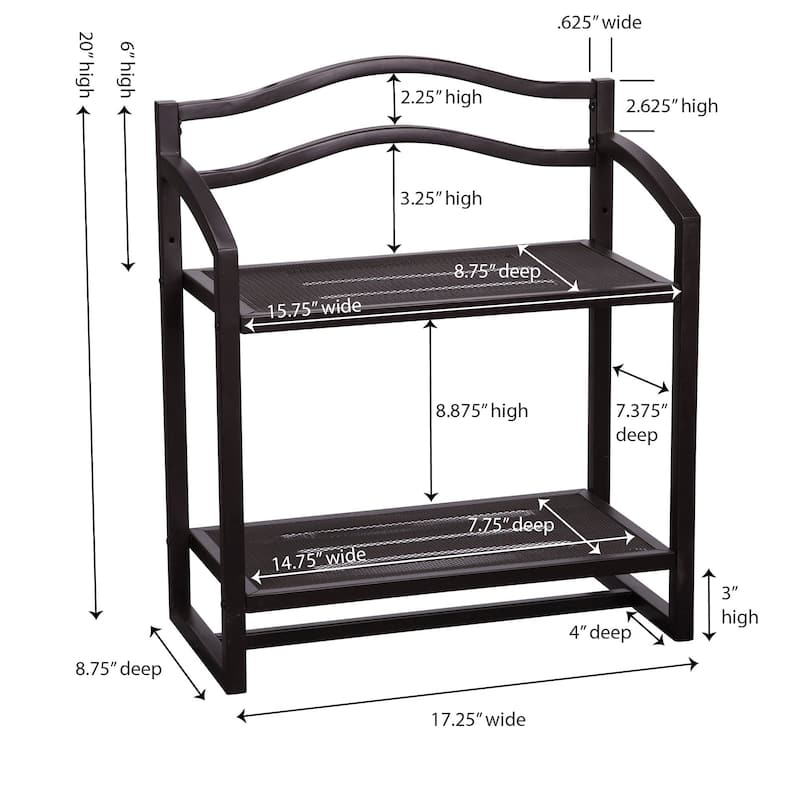 Household Essentials 2-Tier Metal Wall Mount Bathroom Storage Rack