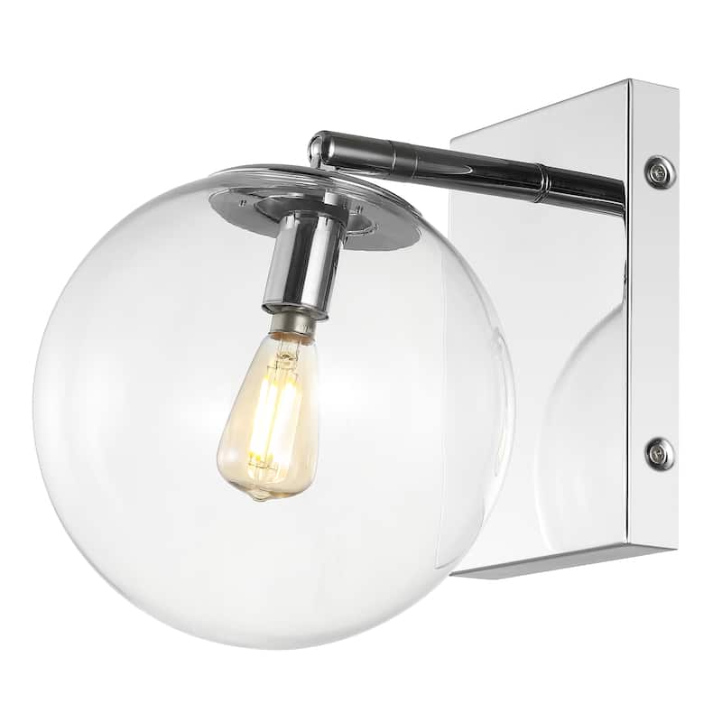 SAFAVIEH Lighting Suada 9-inch Glass Orb Wall Sconce with Bulbs (Set of 2) - 8.5 In. W x 7 In. Dx 8.5 In. H - 9Wx7Dx9H